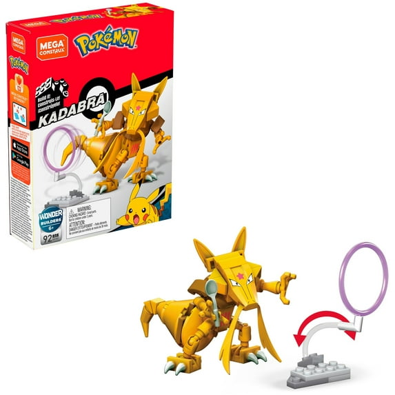 Mega Construx Pokemon Power Pack Kadabra Construction Set with character figures, Building Toys for Kids (92 Pieces)