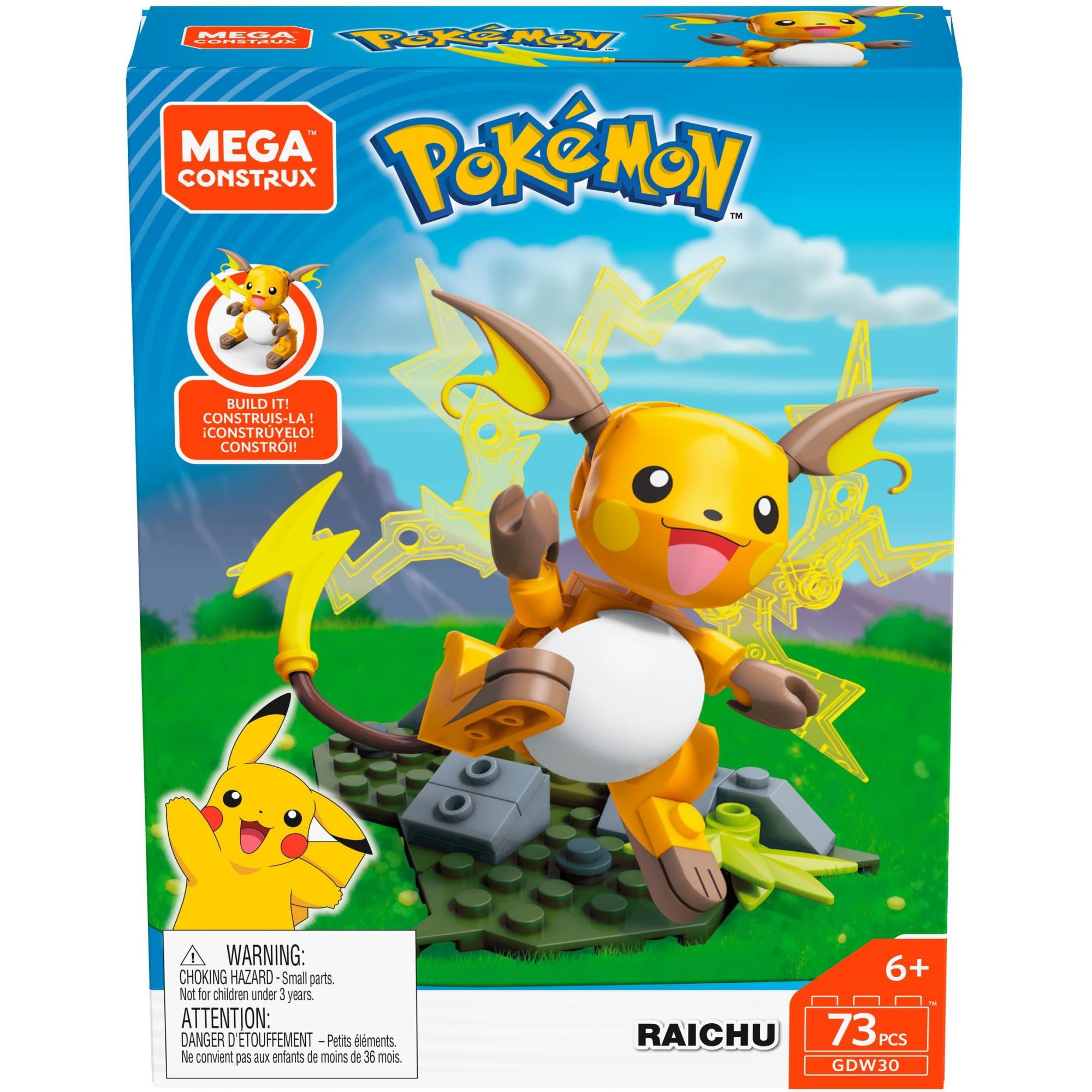 Mega Construx Pokemon Raichu Construction Set with character figures,  Building Toys for Kids (73 Pieces) 