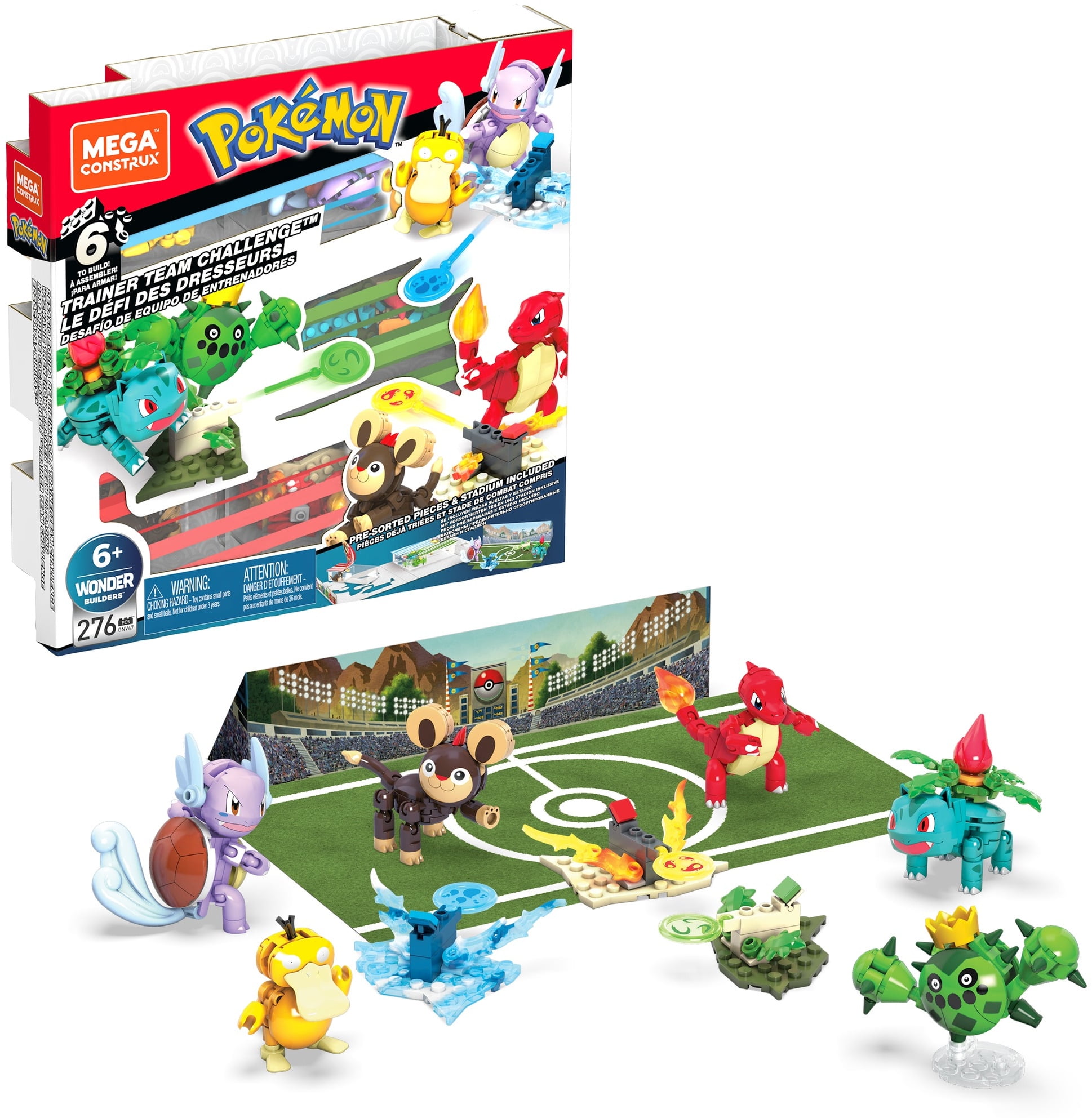 MEGA Pokémon Action Figure Building Toys Set for Kids, Trainer Team  Challenge with 450 Pieces, 6 Poseable Characters and Accessories