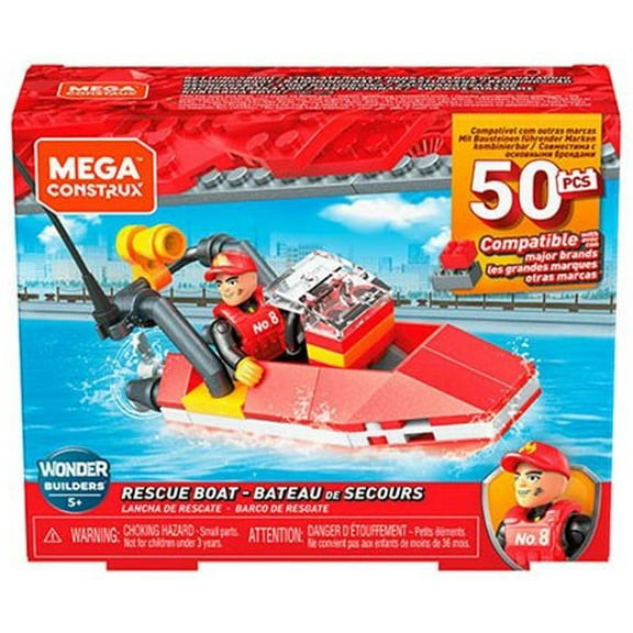 Mega Construx Wonder Builders, Rescue Boat ( 50 Pcs)