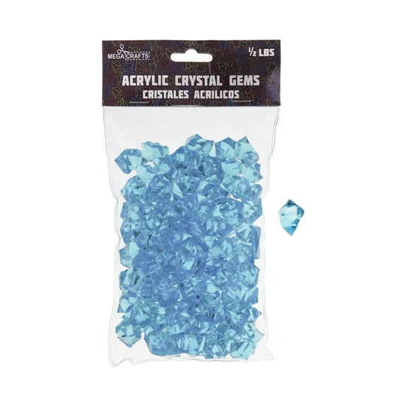 Mega Crafts - 1/2 lb Acrylic Ice Rock Cubes Turquoise | Plastic Glass Gems For Arts And Crafts, Vase Fillers And Table Scatters, Decoration Stones, Shiny Pebbles