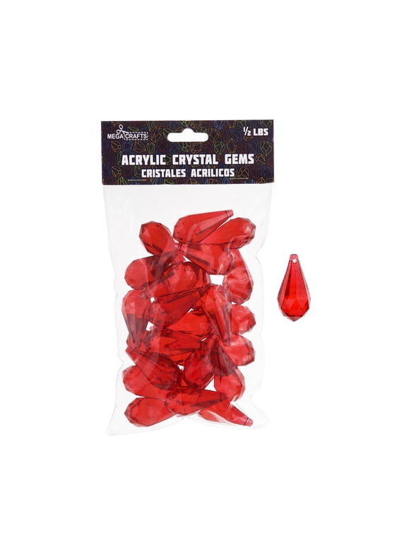 - 1/2 lb Acrylic Tear Drops Red | Plastic Glass Gems For Arts And Crafts, Vase Fillers And Table Scatters, Decoration Stones, Shiny Pebbles