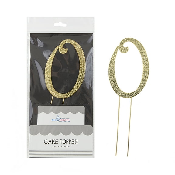 Mega Crafts - Sparkly Gold Rhinestone Letter O Cake Topper Decoration | Shimmering Gold Crystals & Durable Alloy Metal | For Birthdays, Anniversaries, Centerpieces, Party Favors, Celebrations