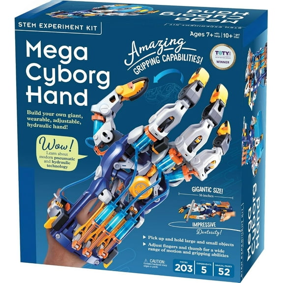 Mega Cyborg Hand STEM Experiment Kit | Build Your Own GIANT Hydraulic Amazing Gripping Capabilities Adjustable for Different Sizes Learn Pneumatic Systems