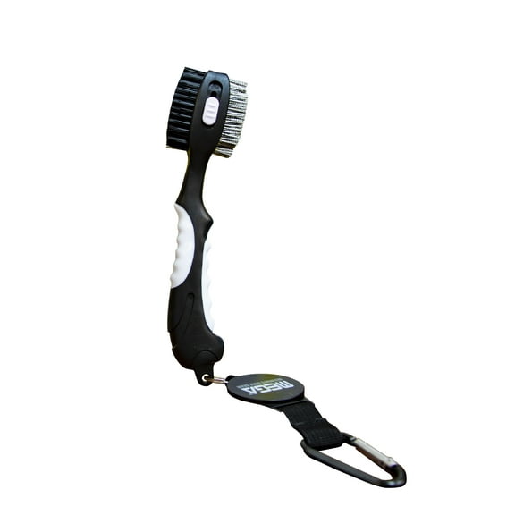 MEGA Dual Action Bristle Golf Club Brush  Premium Black with Heavy-Duty Scrubbing Power