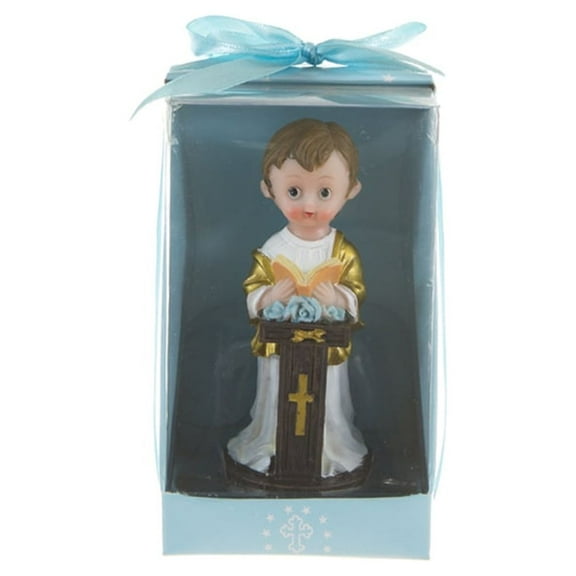 Mega Favors Keepsake Figurine 12 pcs Baby Boy Holding Bible Standing by Alter | Awesome Decorations or Party Favors | for Baptism, First Communion, Religious and Special Celebrations