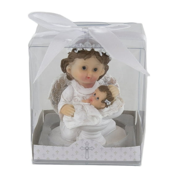 Mega Favors Keepsake Figurine 12 pcs Baby Girl White Angel Cuddling Infant | Awesome Decorations or Party Favors | for Baptism, First Communion, Religious and Special Celebrations