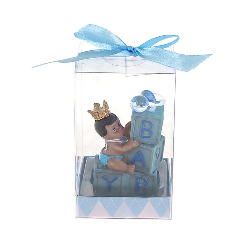 Mega Favors Keepsake Figurine 12 pcs Ethnic Baby Boy with Crown and Blocks | Awesome Decorations or Party Favors | for Pregnancy Announcements, Gender Reveals, Birthday and Special Celebrations - image 1 of 4