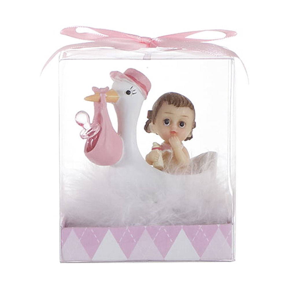 Mega Favors Keepsake Figurine 12 pcs Stock Carrying Pacifier with Baby Girl | Awesome Decorations or Party Favors | for Pregnancy Announcements, Gender Reveals, Birthday and Special Celebrations