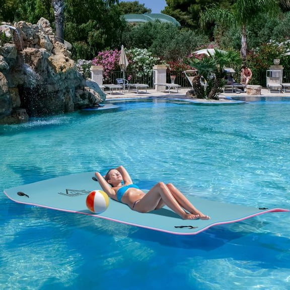 Mega Floating Water Mat, 10' x 5' 3-Layer Pool Float Raft for Lake and Ocean, Portable Foam Construction