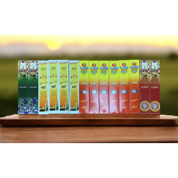 Mega Flute Incense Combo 4 Signature Varieties (372 Sticks Total) For Meditation, Relaxation & Aromatic Bliss