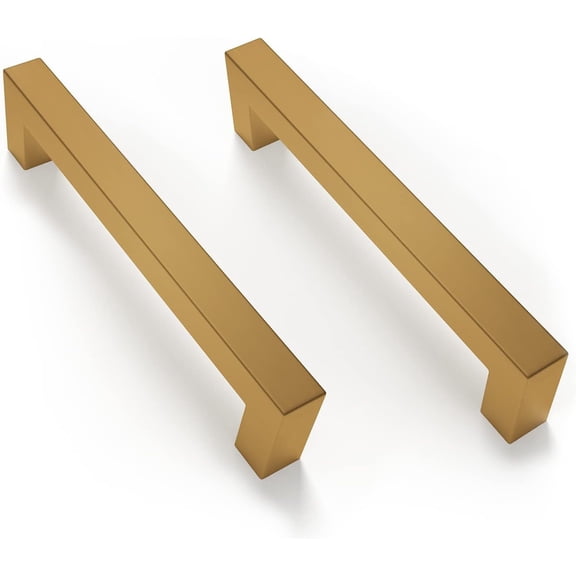 Mega Handles / Cabinet Pulls 5.5 Inch / Stainless Steel Cabinet Handle Pulls / Satin Brass / 12 pack