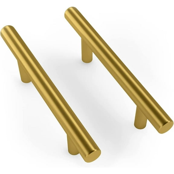 Mega Handles 5" Satin Brass Cabinet Handle Set, Modern Drawer Pulls (pack of 15)