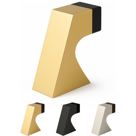 Mega Handles Curved Floor Door Stopper | Floor Mounted Door Knob Wall Protector | 2.5 inch