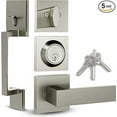 thumbnail image 1 of Mega Handles Entry Door Lock Set, Modern Single Cylinder Handle for Entrance - 5 Inch (Pack of 2), 1 of 4