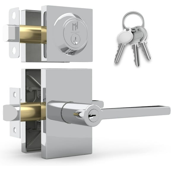 Mega Handles | Glamor Door Lever and Deadbolt Combo | Polished Chrome