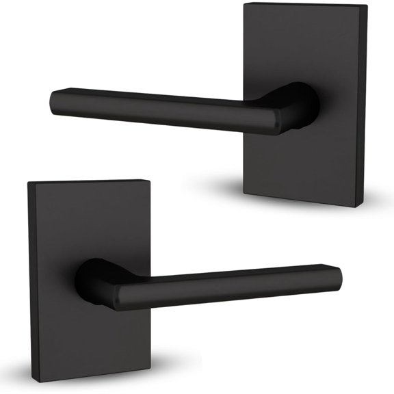 Mega Handles Glamor Dummy Door Lever Knob - Stainless Steel, 5" Lever, Rectangular Rosette, Reversible, Includes Screws, Pack of 2