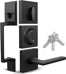Matte Black Modern Single Cylinder Door Handleset