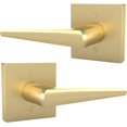 thumbnail image 1 of Mega Handles Schein Dummy Lever Door Handle | Stainless Steel Rosette Function | Installation Hardware Included | Satin Brass 4.41" Pack of 2, 1 of 3