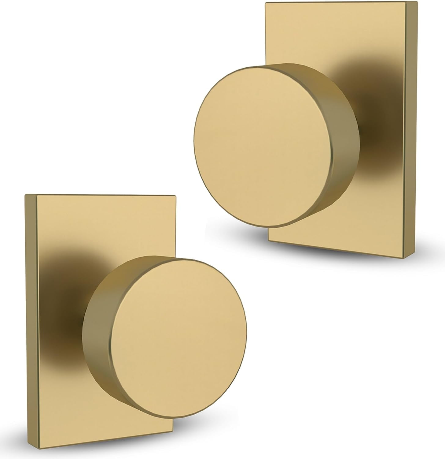 Satin Brass Passage Door Knob Set with Square Backplate