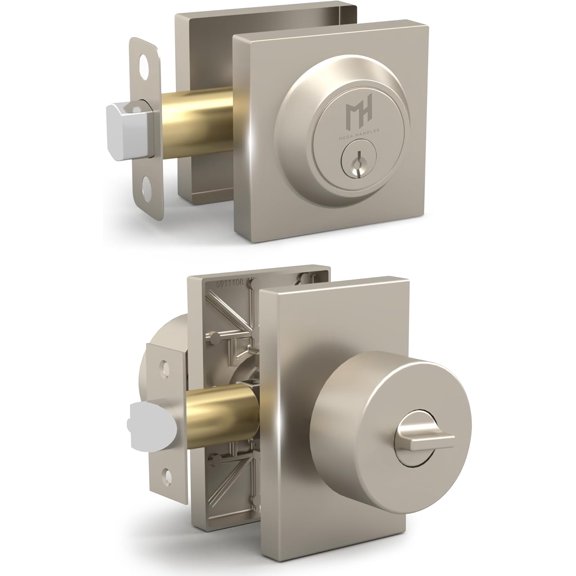 Mega Handles | Laura Entry Knob and Deadbolt Combo | Satin Nickel