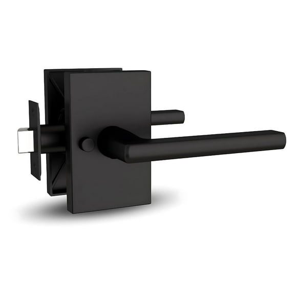 Mega Handles Glamor Privacy Door Lever Matte Black | Rectangular Rosette | Stainless Steel Interior Door Handle for Bedroom, Bathroom, Hallway