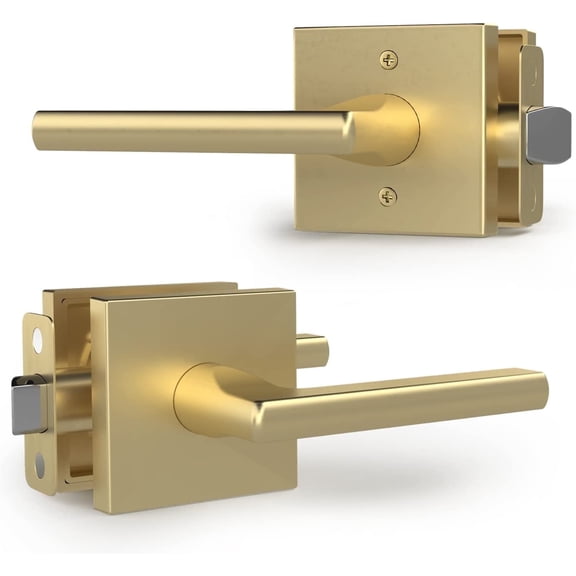 Mega Handles 4.29" Brass Lever Door Handle, Non-Locking Interior Set