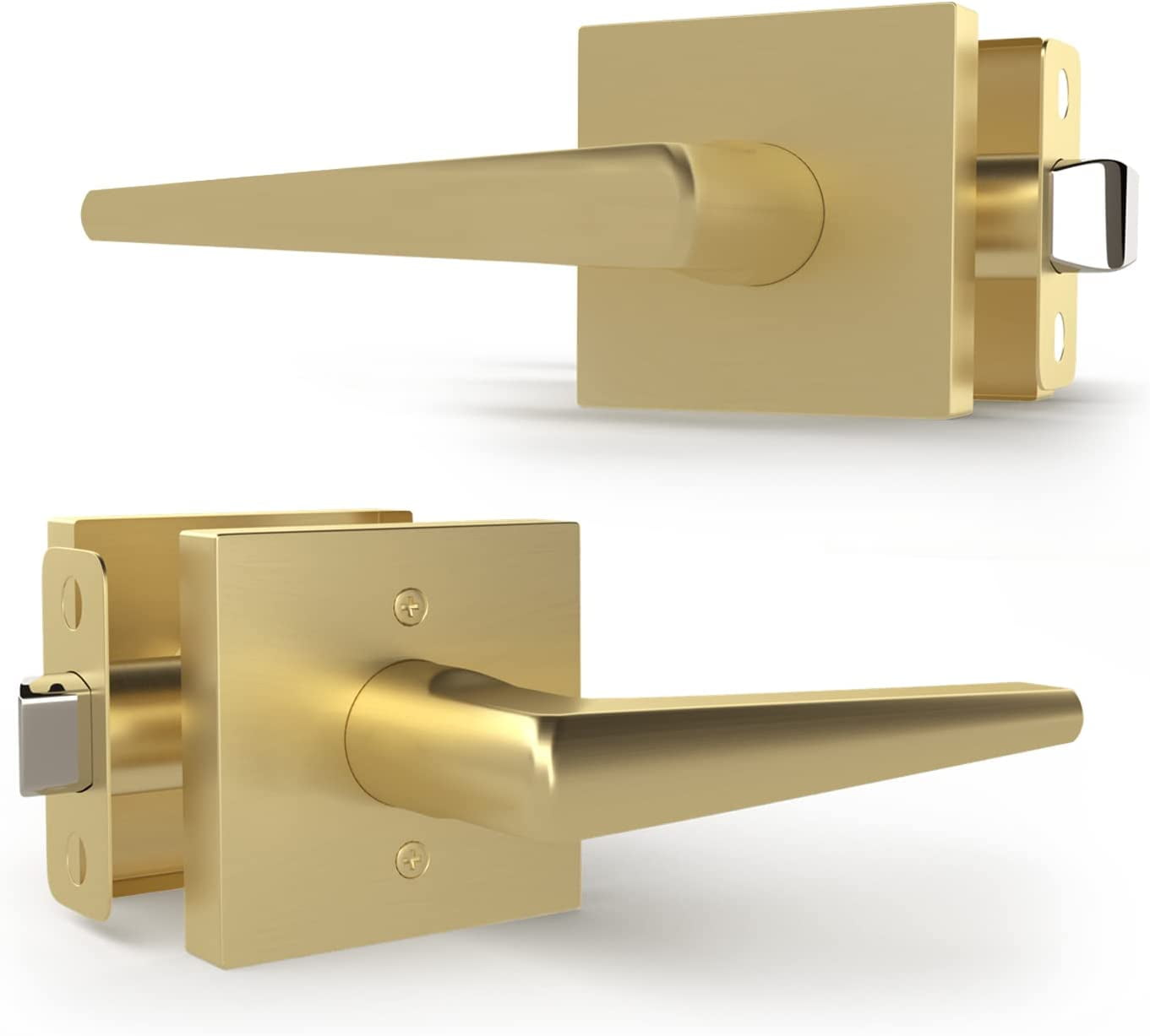 Mega Handles / Passage 4.41X1 inch / Lever Door Lock Handle Set / Satin