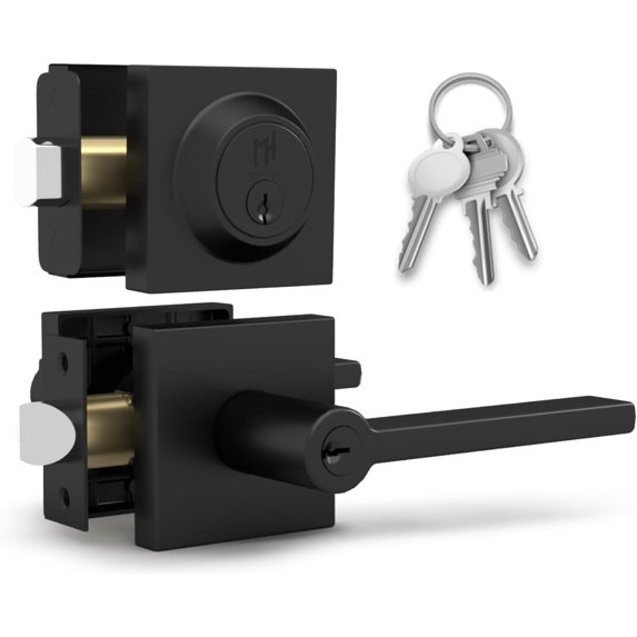 Mega Handles | Prime Door Lever and Deadbolt Combo | Matte Black