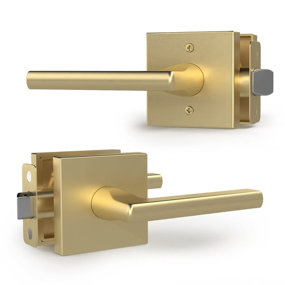 Mega Handles Prime Passage Lever Door Handle for Closet or French Doors, Single Side Door Levers, Fits All Standard Door Sizes, Exposed Screws Included - Satin Brass (1 Pack) 5''