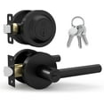 thumbnail image 1 of Mega Handles Raegen Combo Lever Door Handle, Matte Black, 2-Piece Keyed-Alike Set, 1 of 5