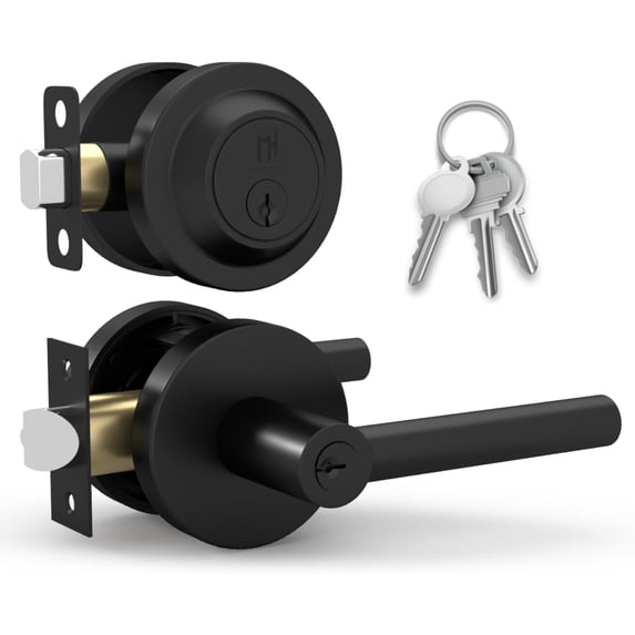 Mega Handles | Ronn Door Lever and Deadbolt Combo | Matte Black