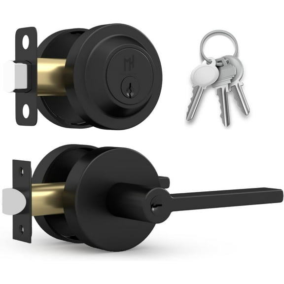 Mega Handles | Ralph Door Lever and Deadbolt Combo | Matte Black