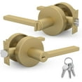 thumbnail image 1 of Mega Handles | Ralph Entry Door Lever | Satin Brass, 1 of 4