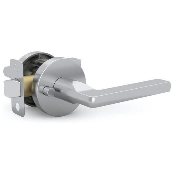 Mega Handles Ralph Privacy Door Lever | Stainless Steel, Round Rosette Reversible | Heavy Duty Includes Screws | Polished Chrome 5" (1 Pack)