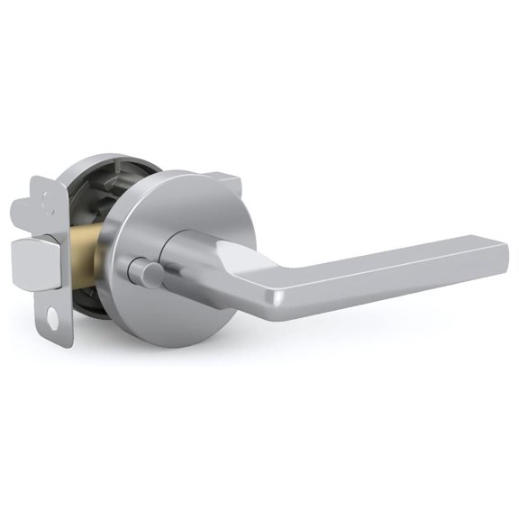 Mega Handles Ralph Privacy Door Lever | Stainless Steel, Round Rosette Reversible | Heavy Duty Includes Screws | Polished Chrome 5" (1 Pack)