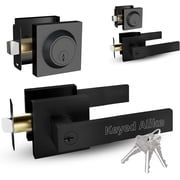 Mega Handles | Robell Entry Lever and Deadbolt Combo | 2 Pack Keyed- Alike | Matte Black