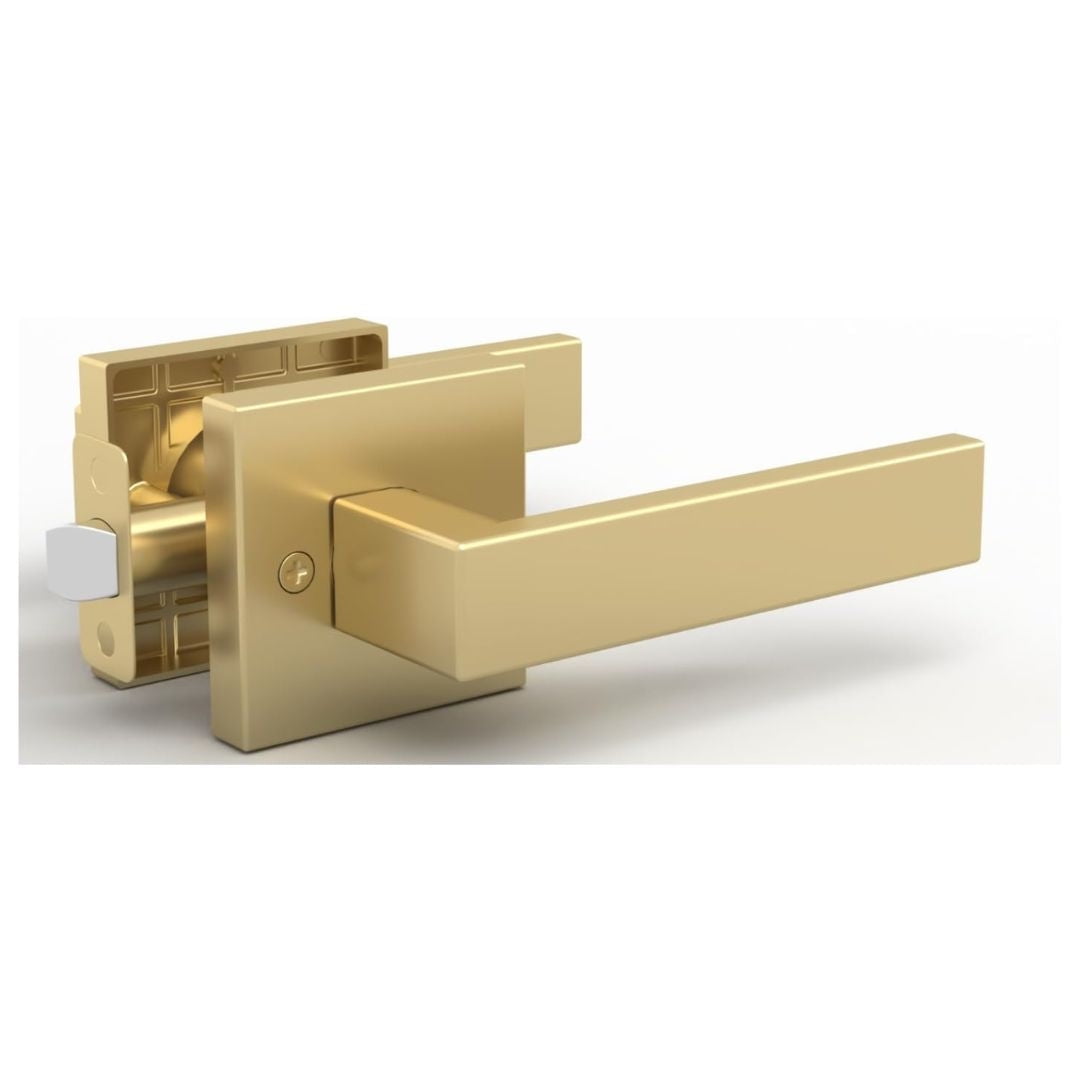 Satin Brass Modern Passage Door Lever Handle