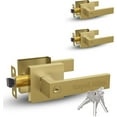 thumbnail image 1 of Mega Handles Robell Entry Lever, Satin Brass Zinc Alloy, 3-Piece Keyed-Alike Door Handle Set, 1 of 5