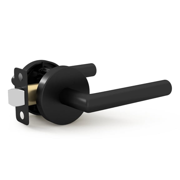 Mega Handles Ronn Passage Door Lever, Reversible Interior Door Handle for Hallway and Closet, Matte Black
