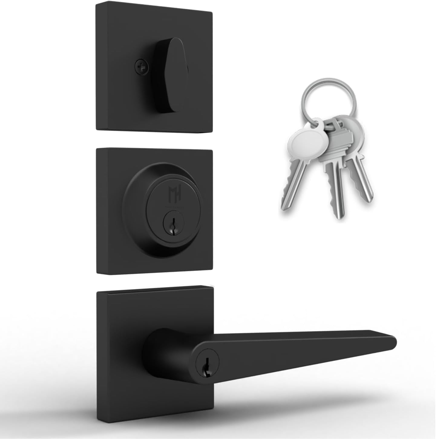 Matte Black Stainless Steel Lever Door Lock Handle Set