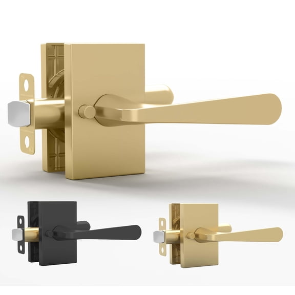 Mega Handles Serrano Privacy Door Lever Set, Heavy Duty Interior Bed and Bath Door Lever, Satin Brass Finish, 1 Pack