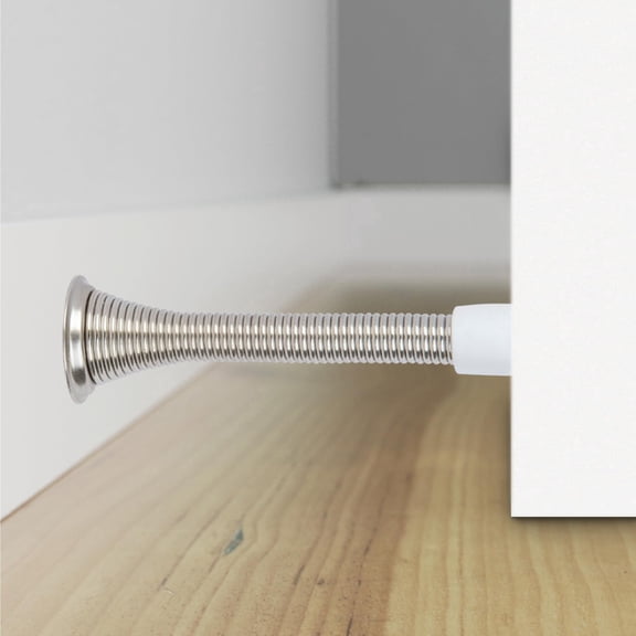Mega Handles 3.35" Spring Door Stopper with Rustproof Heavy Duty Iron, Screw & Rubber Tip | Safe for Kids, Easy to Install, Flexible Design