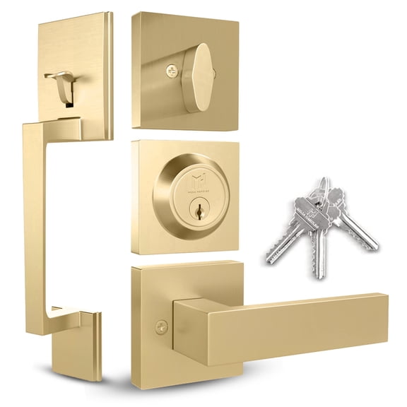 Mega Handles | Tobelle Square Lever Handleset | Satin Brass