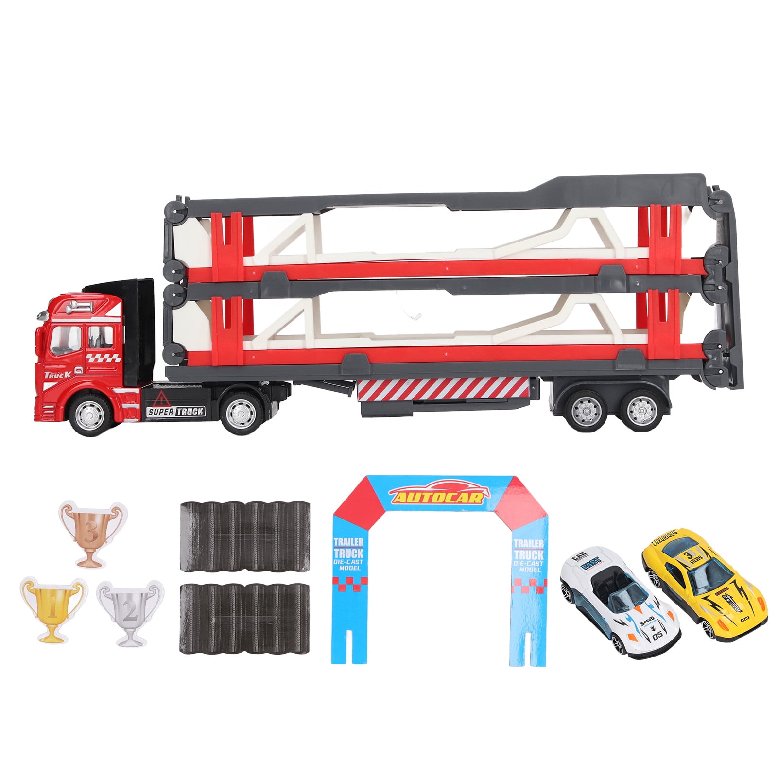 Mega Hauler Truck Alloy Transport Car Carrier Truck Toy with Ejection Race Track for Children 59