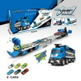 thumbnail image 1 of Mega Hauler Truck with Ejection Race Track, Big Truck with 6 Cars, Folding Storage Race Track Deformation Catapult Truck with Music Function,Car Transporter Truck Toy Set Birthday Gift  for Kids 3+, 1 of 11