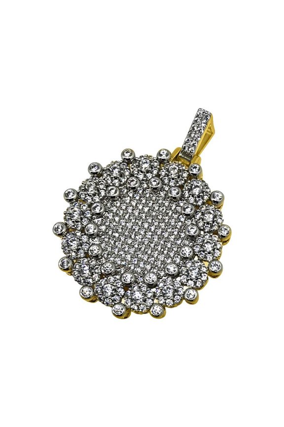 Mega Icey CZ Bling Bling Circle Gold Pendant
