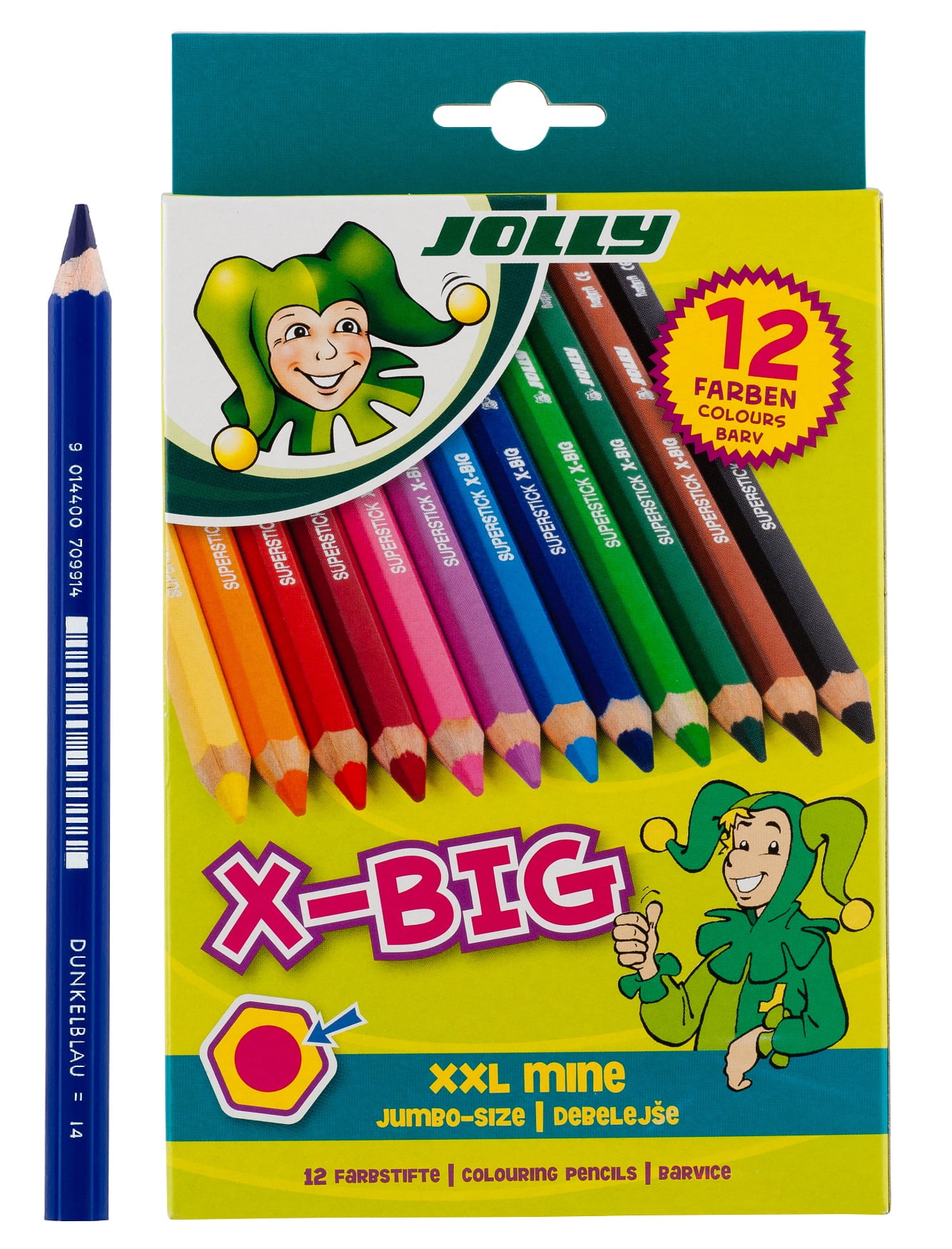 Mega Jumbo pencils, Set of 12 colors, Perfect for Toddler, Pre-School and  Early Learners.