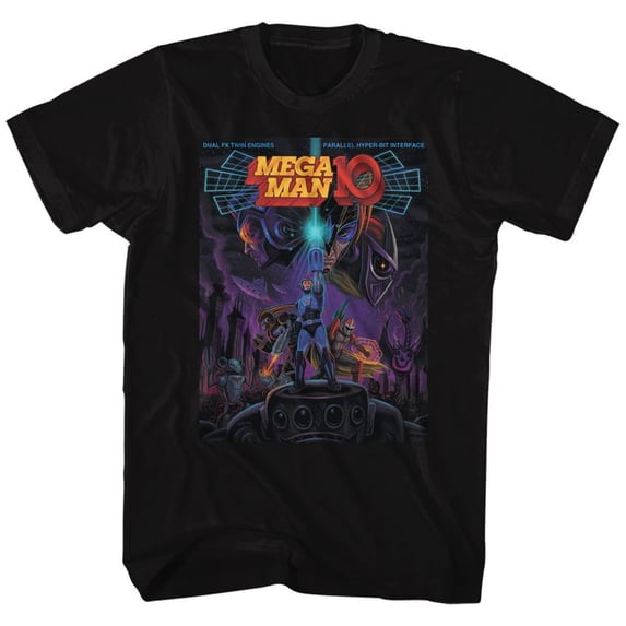 Mega Man 10 Black Adult T-Shirt 2Xlt