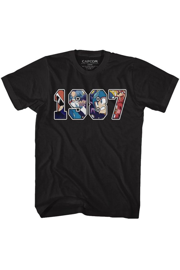 Mega Man 1987 Black Adult T-Shirt